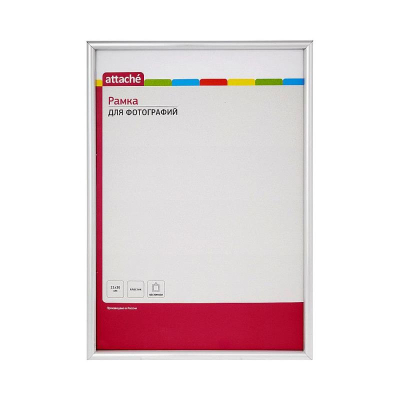 Рамка информационная A4&nbsp;&nbsp;21x30см Attache пластиковый багет 10мм серебро