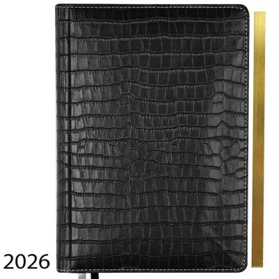 Еженедельник 2026 A4 deVENTE 'Wild' 128стр тонированный блок твердая обложка с поролоном искусственная кожа черный