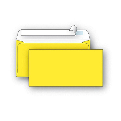 Конверт 220х110мм E65 Euro цветной желтый стрип 50шт PackPost&nbsp;&nbsp;90г