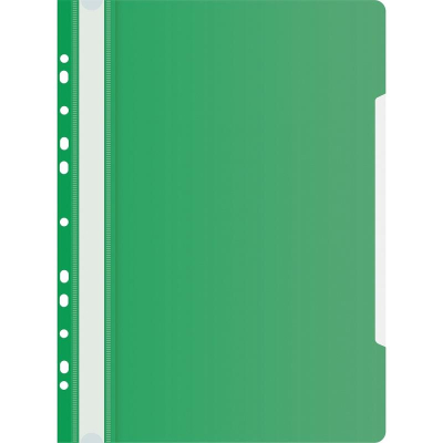 Скоросшиватель пластиковый A4 с перфорацией Бюрократ 160/120мкм зеленый
