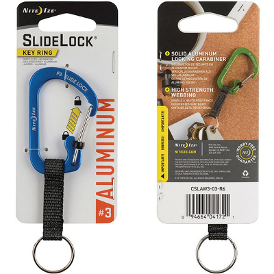 Карабин алюминиевый с блокировкой с кольцом для ключей Nite Ize SlideLock® Carabiner Aluminum 3 синий