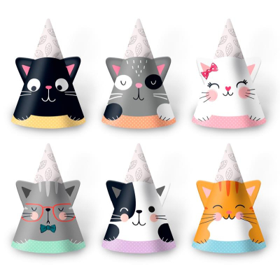 Колпак карнавальный NDPlay 'Кошки с ушками' бумажный 6шт