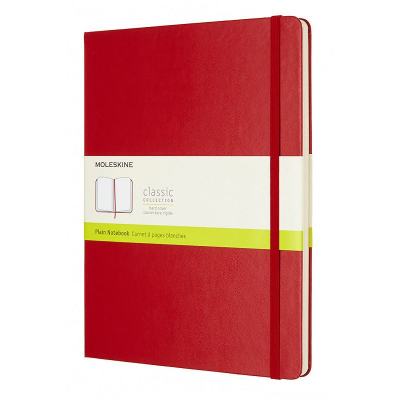Записная книжка A4-&nbsp;&nbsp;96л без линовки Moleskine® Classic XLarge твердая обложка на резиновой застежке красная