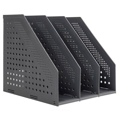 Накопитель вертикальный Deli  3 отдела 250х243х255мм складной темно-серый