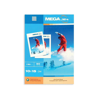 Бумага фото струйная A6&nbsp;&nbsp;10х15см 190г&nbsp;&nbsp;50л ProMEGA jet глянцевая 4800dpi