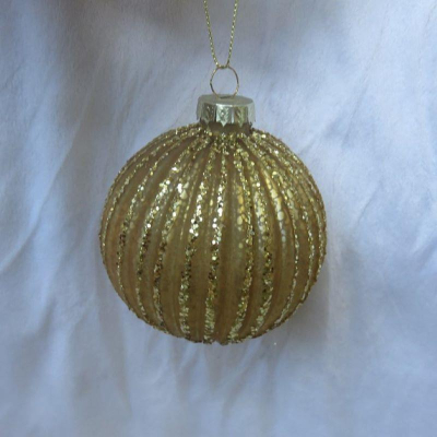 Шар  80мм золотой в рубчик стекло