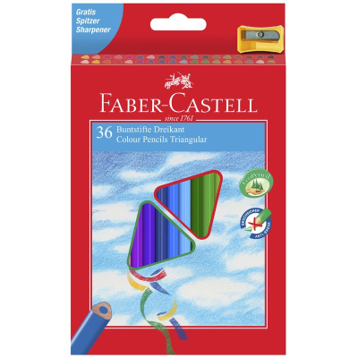 Карандаши  36цв Faber-Castell 'Ecopen' трехгранные с точилкой в картонной коробке