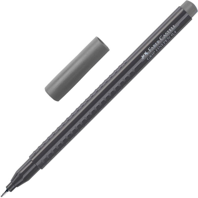 Ручка капиллярная Faber-Castell 'Grip Finepen' 0.4мм трехгранный корпус серая теплая