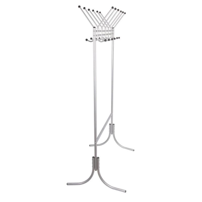 Вешалка напольная гардеробная на 12 персон стальная 125х185х57см серебристая