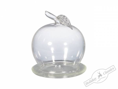 Вазочка с крышкой стеклянная 8.5х11см Яблоко