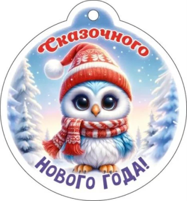 Бирка для упаковки картонная 87х93мм 'Сказочного Нового года!'