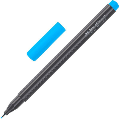 Ручка капиллярная Faber-Castell 'Grip Finepen' 0.4мм трехгранный корпус светло-синяя