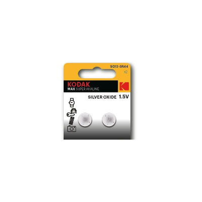 Микро батарейка Kodak  1.5V G13/A76/AG13/LR44/SR44 MAX SUPER Alkaline Silver Oxid  2шт в блистере