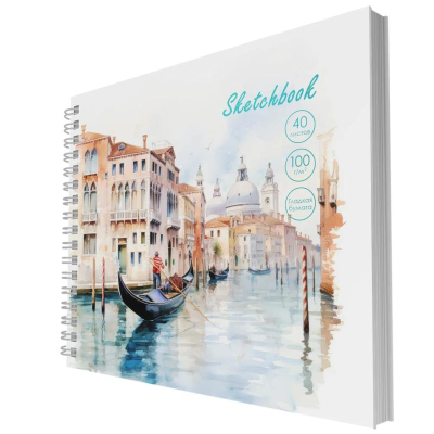 Блокнот для набросков Listoff®  Sketch Book 12х16см 100г  40л на гребне твердая обложка 'Венеция'