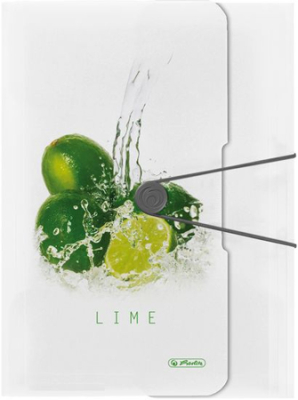 Папка с резиновой застежкой пластиковая A4 до 350л с 3 клапанами Herlitz Fresh Fruit Лайм