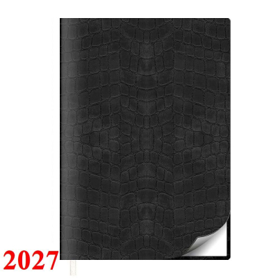 Ежедневник 2027 A5 Lamark 'Croco Flex' 352стр гибкая обложка искусственная кожа черный