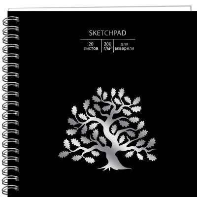Блокнот для акварели Paper Art Sketch Pad 19х19см 200г  20л на гребне твердая обложка 'Wood'