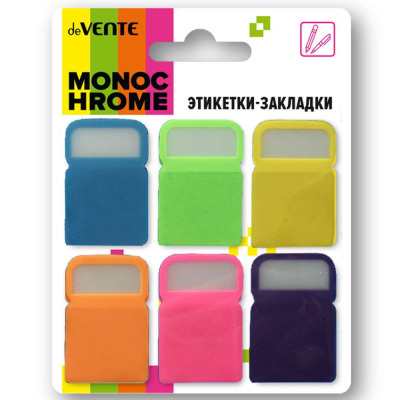 Закладки с окном deVENTE 24х38мм 6цв х10шт полупрозрачные 'MonoChrome' в блистере