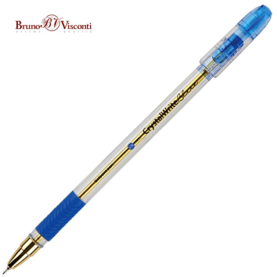 Ручка шариковая BrunoVisconti® 0.5мм 'Crystal Write' с резиновой манжетой игольчатый стержень синяя