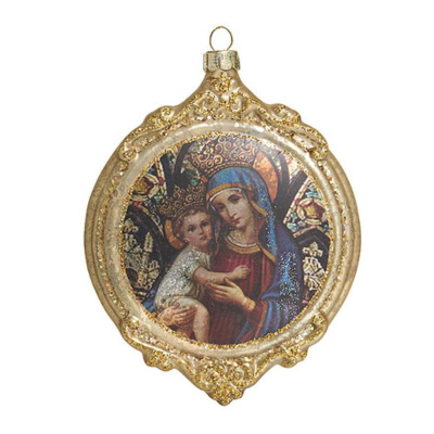 Медальон 10см 'Мадонна с младенцем' стекло