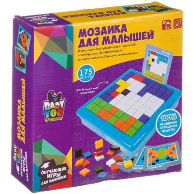 Игра развивающая Bondibon Мозаика для малышей пиксельная 175 деталей