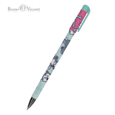 Ручка шариковая BrunoVisconti® 0.5мм 'HappyWrite' 'Kawaii animals' Щеночек синяя