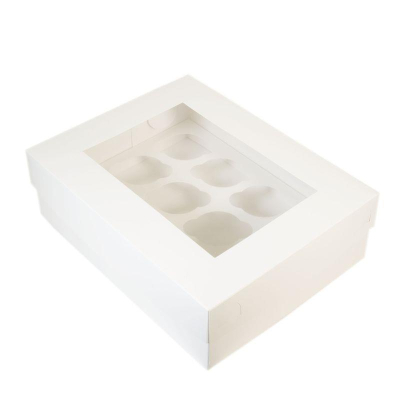 Коробка для капкейков на  6шт 25х17х10см белая с окном