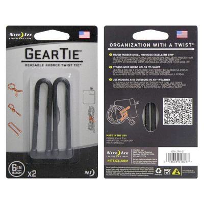 Стяжка Nite Ize Gear Tie®&nbsp;&nbsp;6" - 15.2см&nbsp;&nbsp;2шт черная