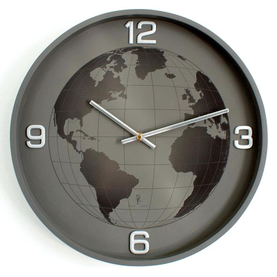 Часы настенные Салют Стиль дерево серое d-40см 'Global' серый циферблат серебристые стрелки плавный ход