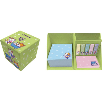 Диспенсер-органайзер с липкими блоками закладками deVENTE 'Из жизни котиков' с отделением для ручек настольный сборный