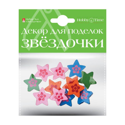 Элемент декоративный деревянный Hobby Time ассорти 5 видов 'Звездочки' окрашенный