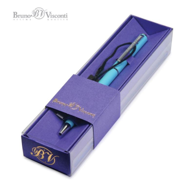 Ручка шариковая BrunoVisconti® 'Palermo' 0.7мм металлический Soft Touch бирюзовый корпус синие чернила