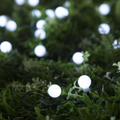 Электрогирлянда&nbsp;&nbsp;4.5м уличная 'Нить' шарики 30 белых LED огней темный провод солнечная батарея 2 режима