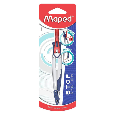 Циркуль металлический Maped 'Stop System' 14см с грифелем 2мм в блистере