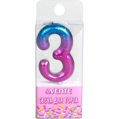 Свеча-цифра для торта deVENTE 'Degrade' '3'&nbsp;&nbsp;6см блистере