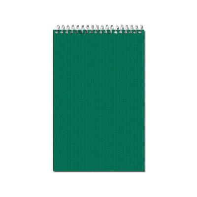 Блокнот A5  50л клетка на гребне Полином картонная обложка 'Вельвет' зеленый