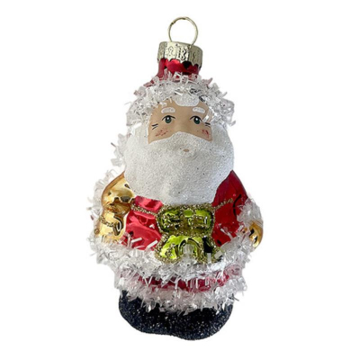 Дед мороз с медвежонком 5х4х9см стекло