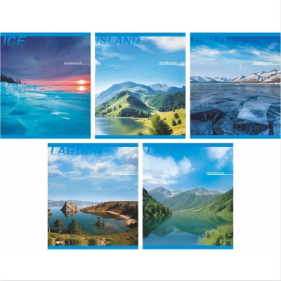 Тетрадь A5&nbsp;&nbsp;48л клетка на скрепке Lamark картонная обложка ВД-лак 'Живая природа' 5 дизайнов