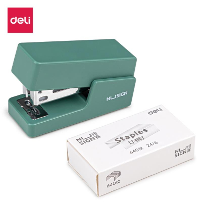 Степлер №24-26/6  12л Deli 'Nusign' Mini  +830 скоб зеленый в блистере