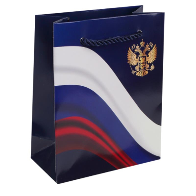Пакет подарочный 26х32х12см Госсимволика ламинированный