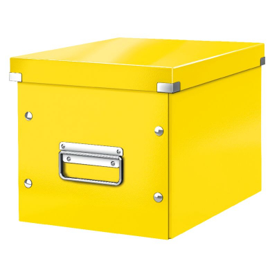 Короб архивный ламинированный картон Leitz Click-n-Store 26х26х26см сборный WOW желтый